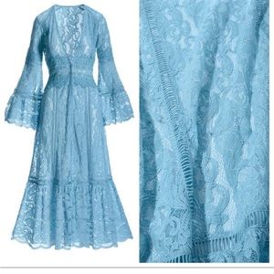 Boston Proper BOHO LACE FLARE-SLEEVE DUSTER .open front w/closers @ waste